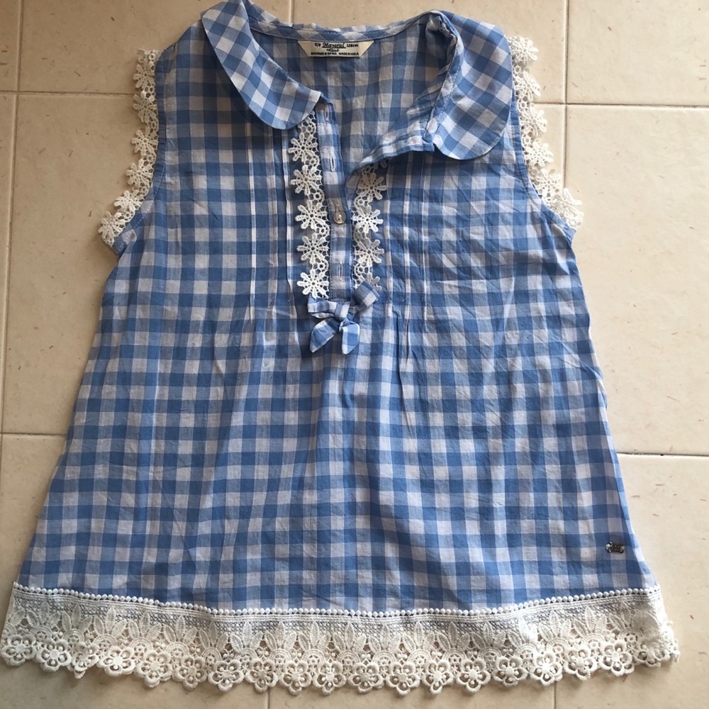 Girls’ cotton gingham blouse